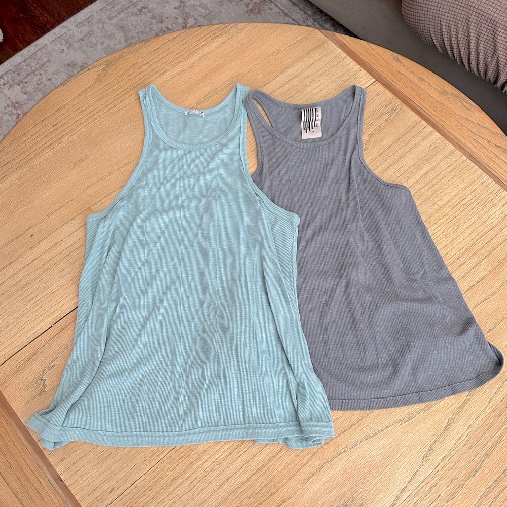 Lot of 2 Free People High Neck Ribbed Tank Tops